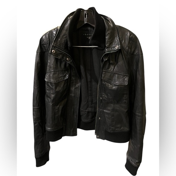 Black aviator Leather Jacket - Picture 1 of 15